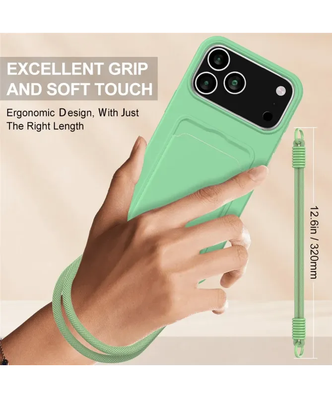Coque avec Mini Cordon iPhone 17 Pro Max Silicone et Porte-carte