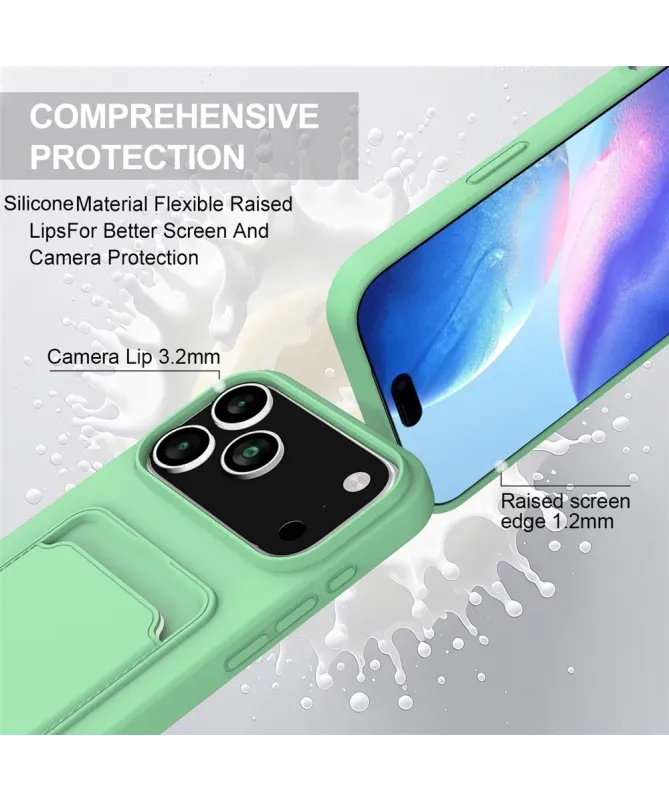 Coque avec Mini Cordon iPhone 17 Pro Max Silicone et Porte-carte