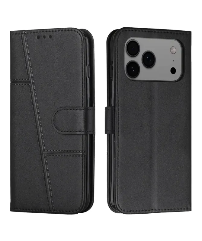 Housse iPhone 17 Pro Max Effet Cuir Lignes Gravées