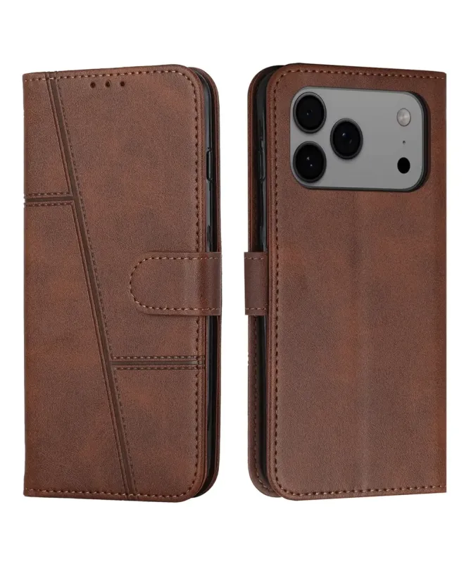 Housse iPhone 17 Pro Max Effet Cuir Lignes Gravées