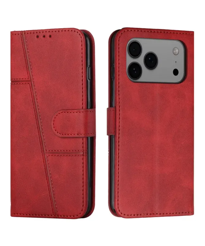 Housse iPhone 17 Pro Max Effet Cuir Lignes Gravées