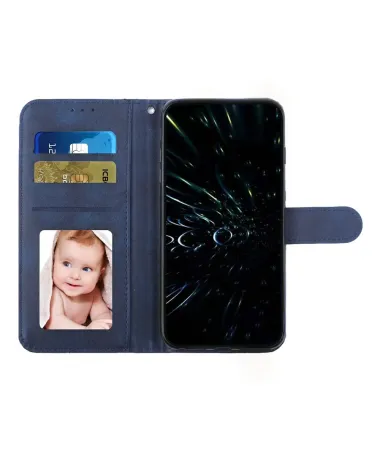 Housse iPhone 17 Pro Max Effet Cuir Lignes Gravées Bleu marine - photo 18