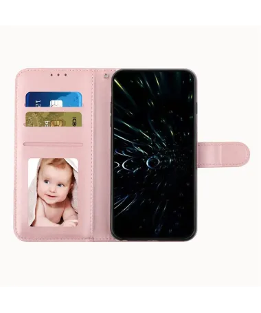 Housse iPhone 17 Pro Max Effet Cuir Lignes Gravées Or Rose - photo 23