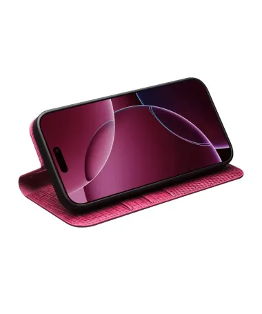 Housse iPhone 17 Pro Max cuir véritable effet peau de crocodile