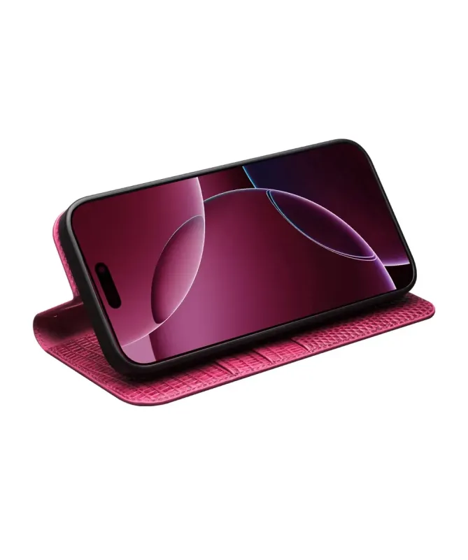 Housse iPhone 17 Pro Max cuir véritable effet peau de crocodile