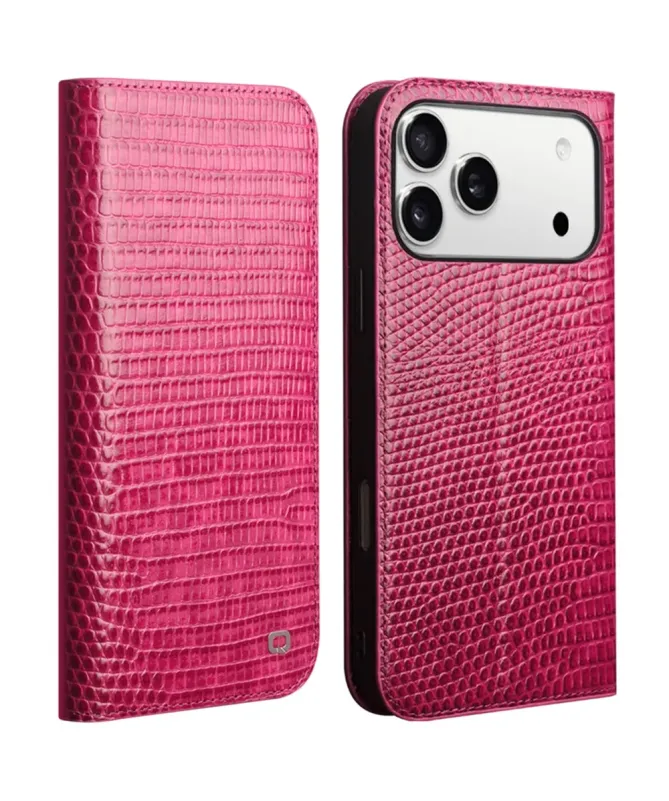 Housse iPhone 17 Pro Max cuir véritable effet peau de crocodile