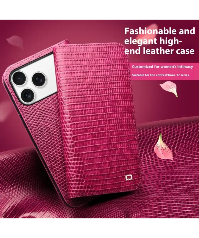 Housse iPhone 17 Pro Max cuir véritable effet peau de crocodile