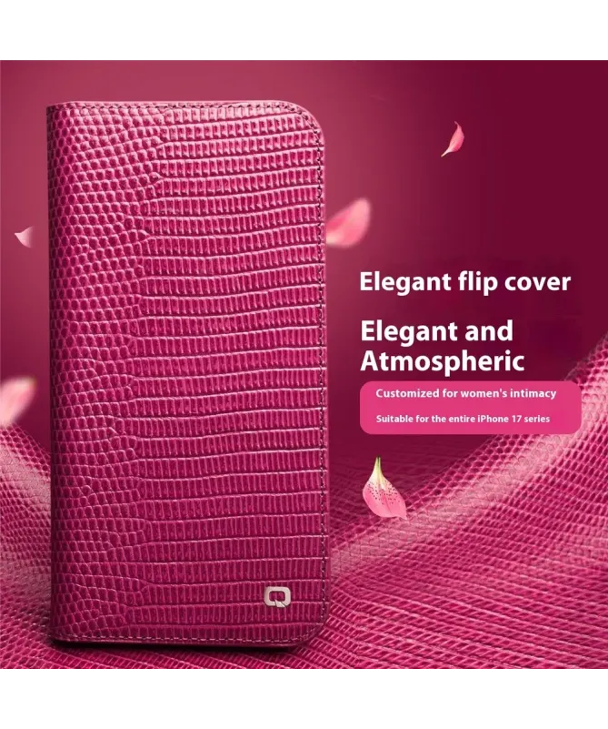 Housse iPhone 17 Pro Max cuir véritable effet peau de crocodile