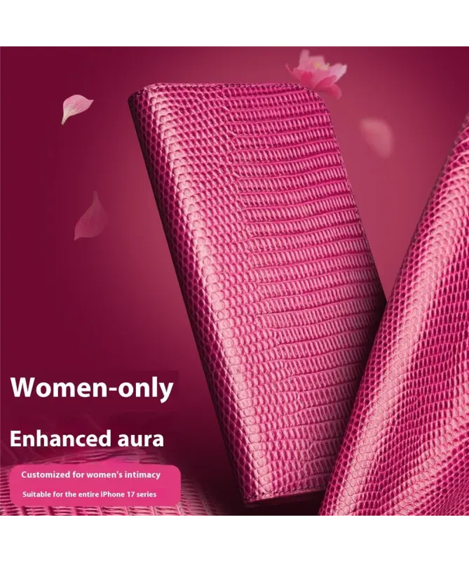 Housse iPhone 17 Pro Max cuir véritable effet peau de crocodile