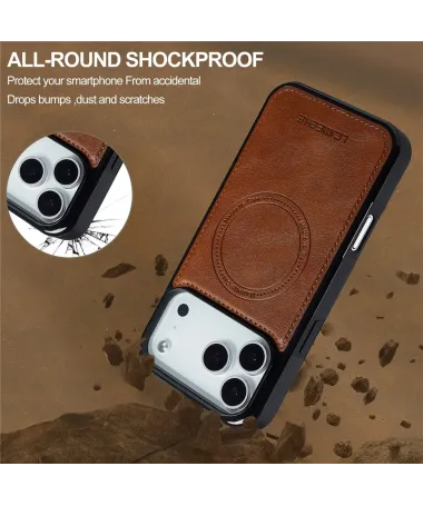 Coque iPhone 17 Pro Max MagSafe | Toucher Cuir Marron - photo 6