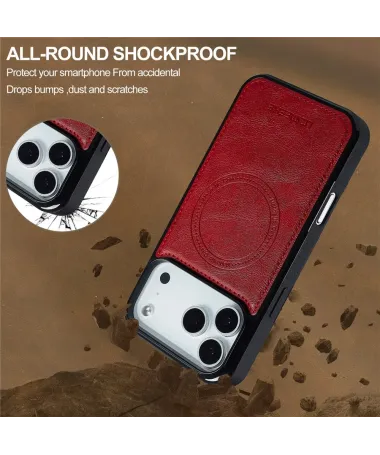 Coque iPhone 17 Pro Max MagSafe | Toucher Cuir Rouge - photo 10
