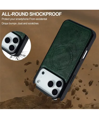 Coque iPhone 17 Pro Max MagSafe | Toucher Cuir Vert foncé - photo 18
