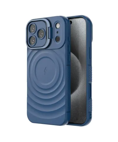 Coque iPhone 17 Pro Max Design Ondulé | MagSafe et Support Bleu marine - photo 13