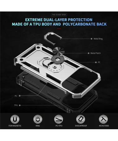 Coque iPhone 17 Pro Max Hybride Fonction Support Argent - photo 44