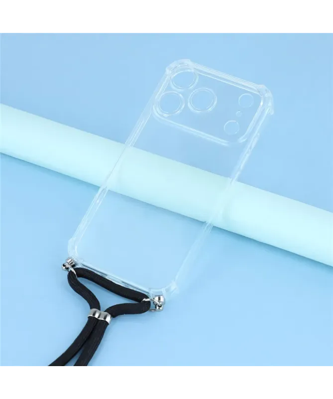 Coque iPhone 17 Pro Max transparente avec cordon | Cléos