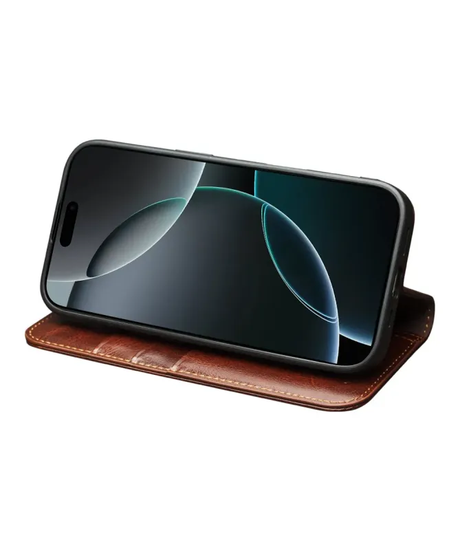 Housse iPhone 17 Pro Max fait main en cuir véritable
