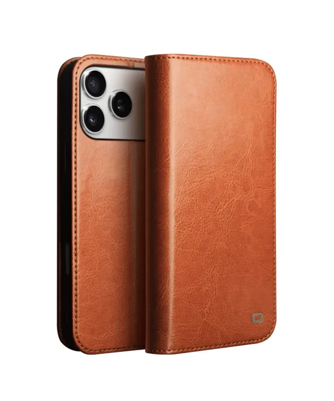 Housse iPhone 17 Pro Max fait main en cuir véritable