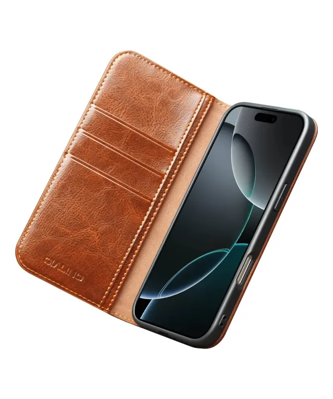 Housse iPhone 17 Pro Max fait main en cuir véritable