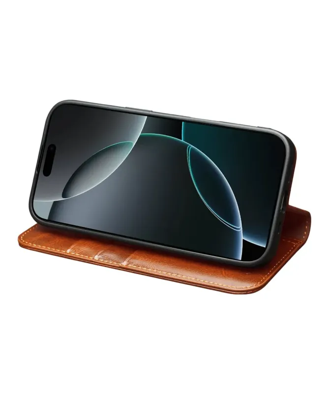 Housse iPhone 17 Pro Max fait main en cuir véritable