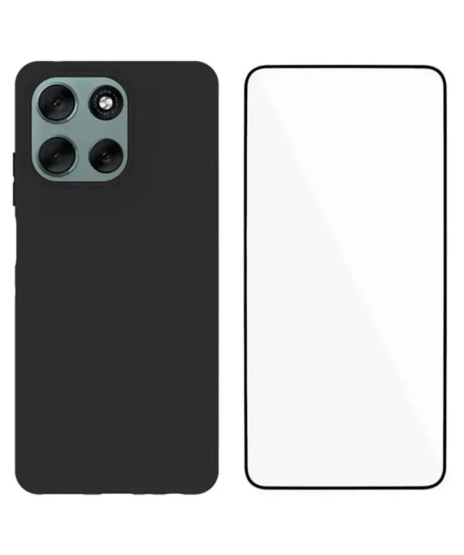 Coque Noire Mat Moto G56 5G avec Verre Trempé