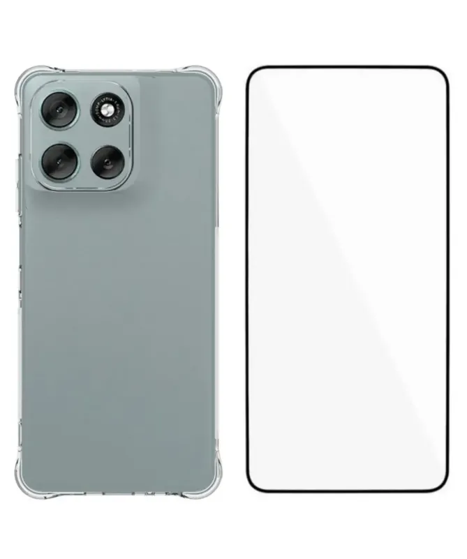 Pack Moto G56 5G | Coque Coins Renforcés Transparente avec Verre Tremp