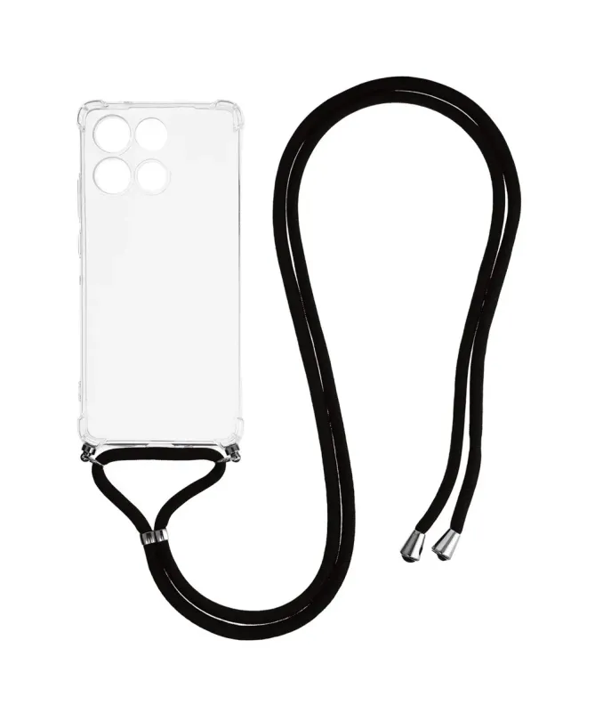 Coque Moto G56 5G transparente avec cordon | Cléos