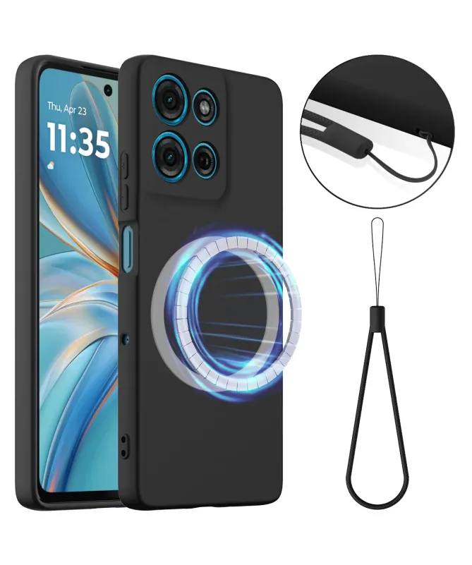 Coque Moto G56 5G Silicone Liquide MagSafe, Lanière