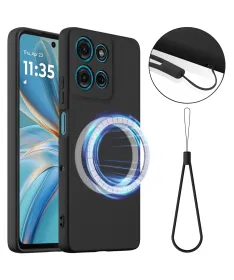 Coque Moto G56 5G Silicone Liquide MagSafe, Lanière