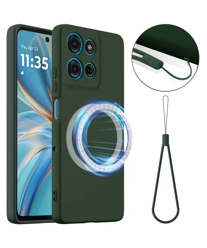 Coque Moto G56 5G Silicone Liquide MagSafe, Lanière