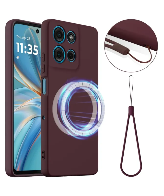 Coque Moto G56 5G Silicone Liquide MagSafe, Lanière