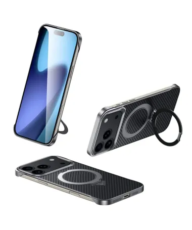 Coque iPhone 17 Pro Max | Fibre Carbone MagSafe avec Support