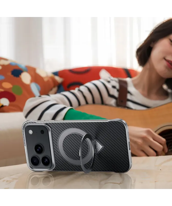 Coque iPhone 17 Pro Max | Fibre Carbone MagSafe avec Support
