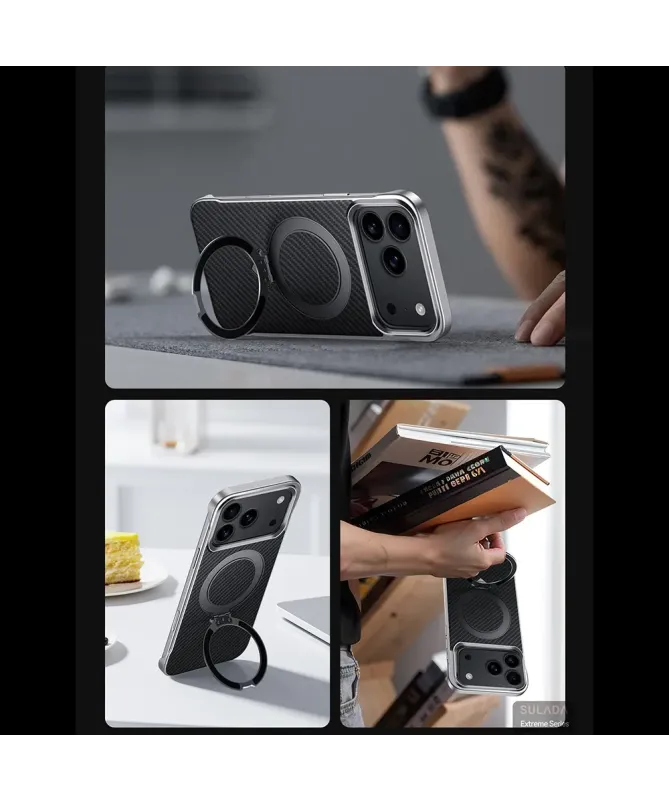 Coque iPhone 17 Pro Max | Fibre Carbone MagSafe avec Support