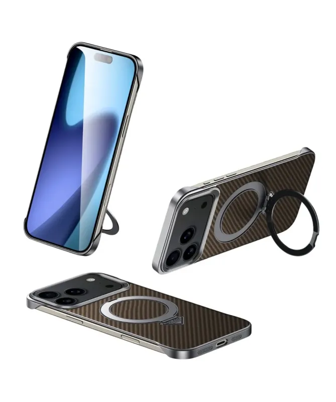 Coque iPhone 17 Pro Max | Fibre Carbone MagSafe avec Support