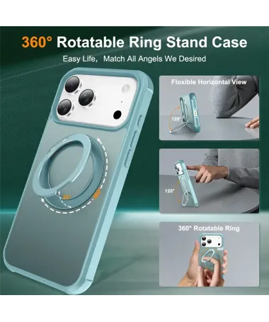 Coque iPhone 17 Pro Max | Antichoc MagSafe avec Anneau Cyan - photo 14