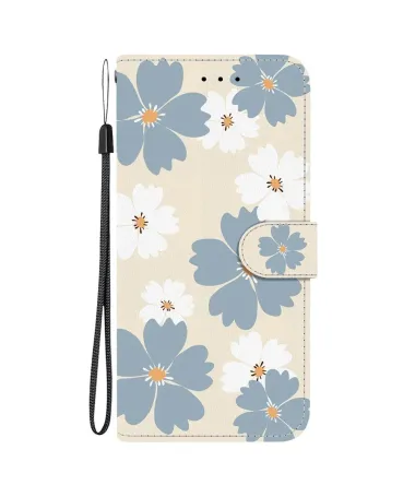 Housse iPhone 17 Pro Max | Portefeuille Fleurs Bleues