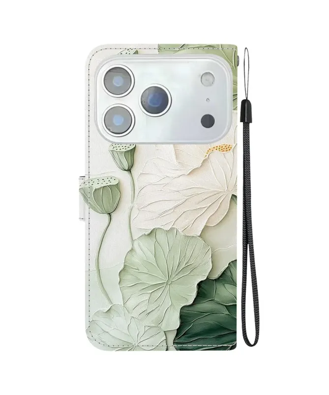 Housse iPhone 17 Pro Max portefeuille motif Lotus