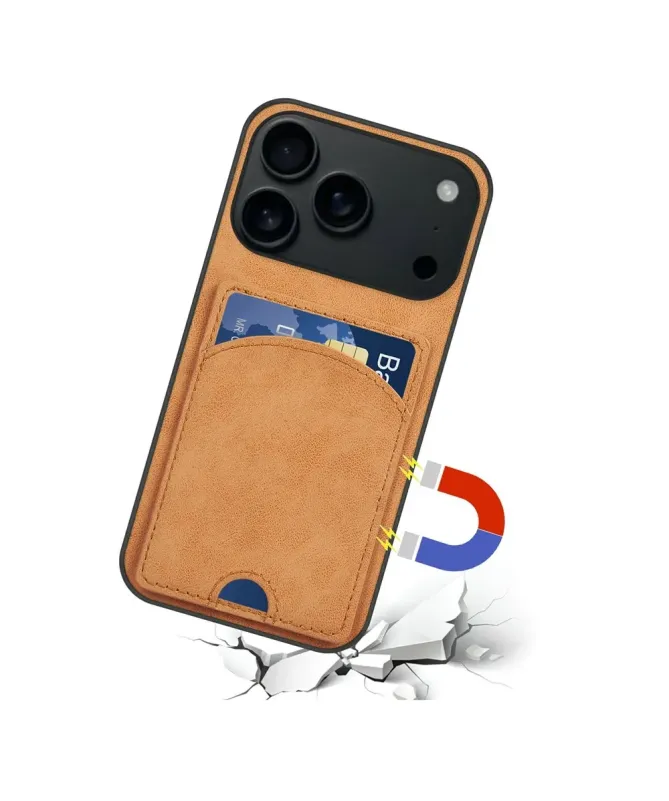 Coque iPhone 17 Pro Max | Étui Cuir Carte & Support