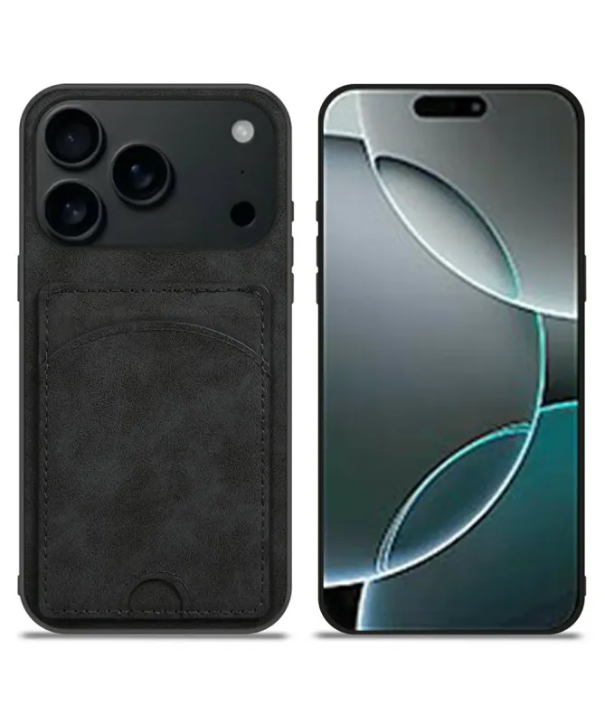 Coque iPhone 17 Pro Max | Étui Cuir Carte & Support