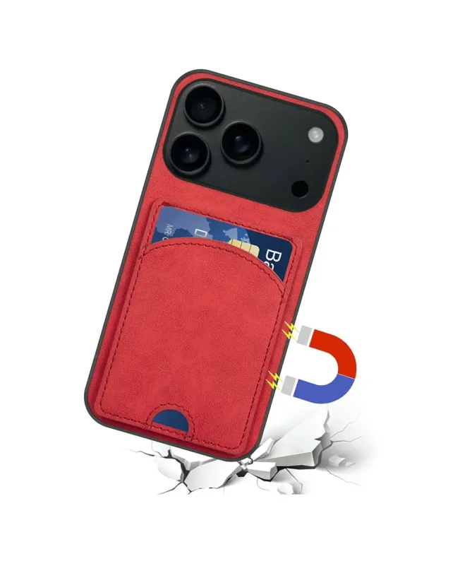 Coque iPhone 17 Pro Max | Étui Cuir Carte & Support