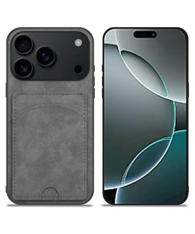 Coque iPhone 17 Pro Max | Étui Cuir Carte & Support