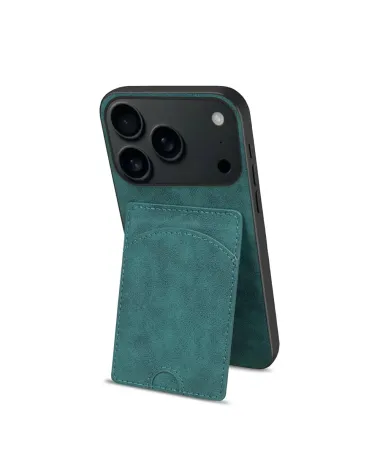 Coque iPhone 17 Pro Max | Étui Cuir Carte & Support Bleu Paon - photo 27