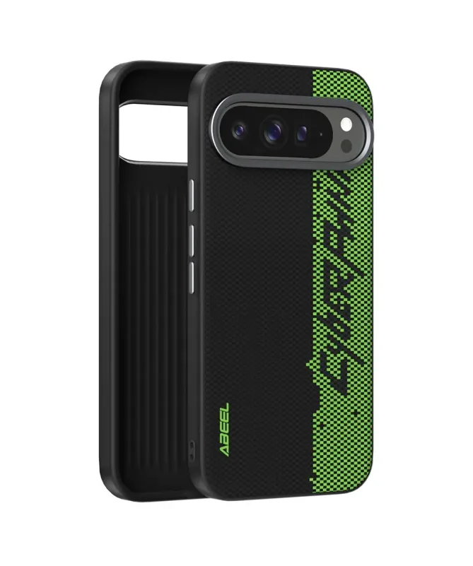 Coque Google Pixel 10 / 10 Pro Racing Noir et Vert Compatible MagSafe