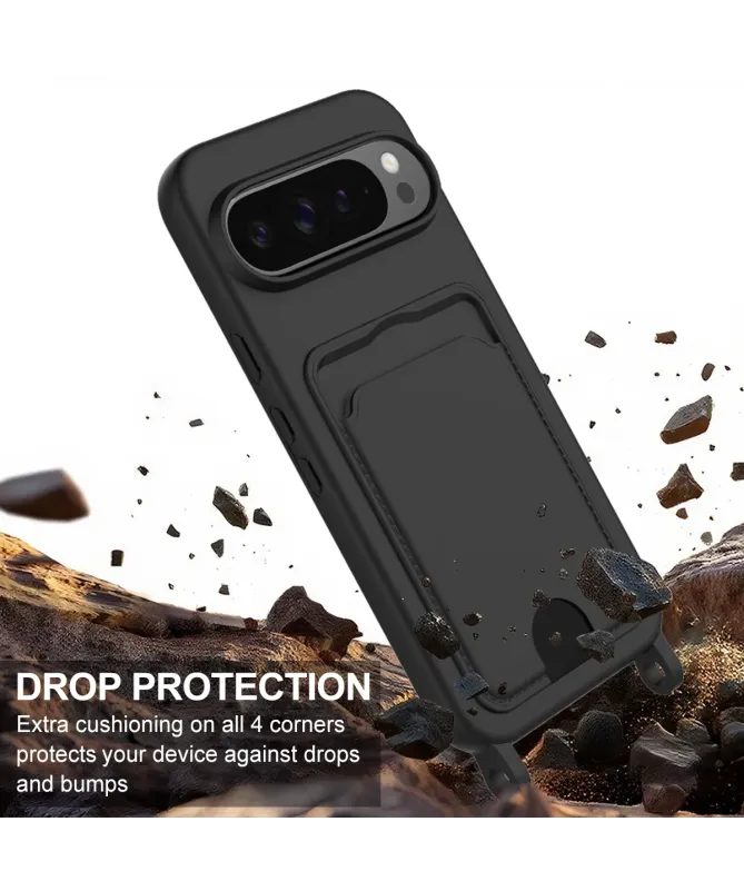 Coque avec Mini Cordon Google Pixel 10 Pro Silicone et Porte-carte