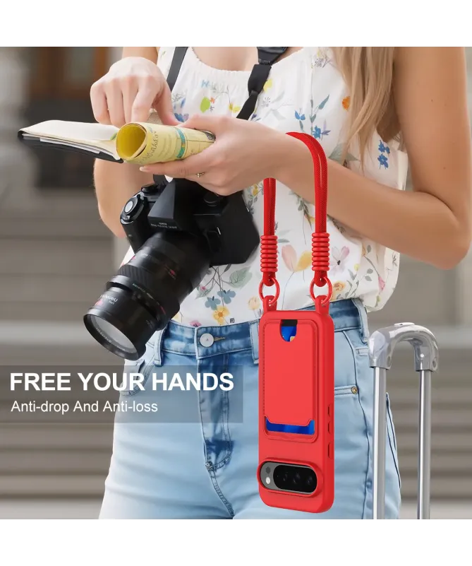 Coque avec Mini Cordon Google Pixel 10 Pro Silicone et Porte-carte