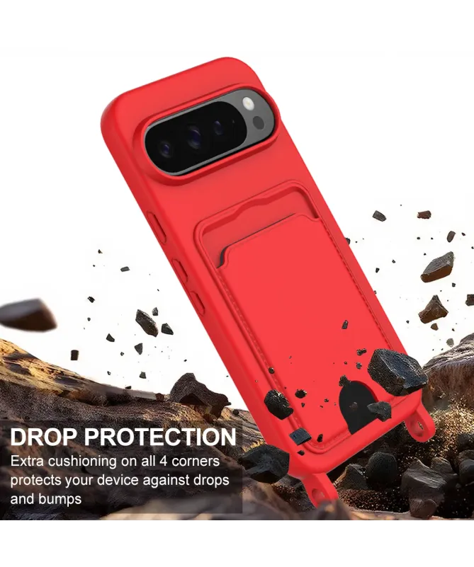 Coque avec Mini Cordon Google Pixel 10 Pro Silicone et Porte-carte