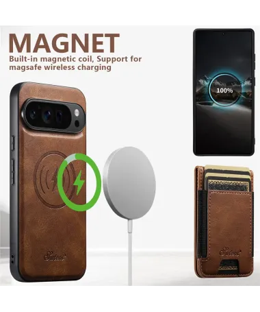 Coque Google Pixel 10 Pro / 10 Portefeuille Magnétique Élastique Marron - photo 2