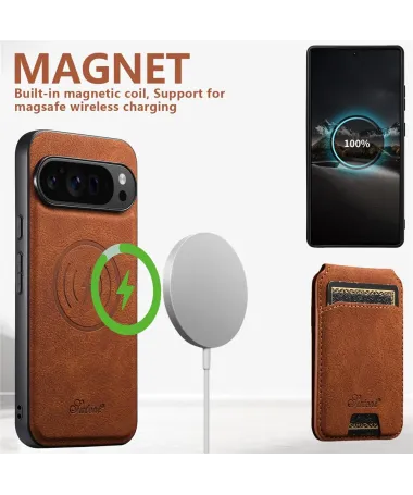 Coque Google Pixel 10 Pro / 10 Portefeuille Magnétique H16 Marron Clair - photo 8