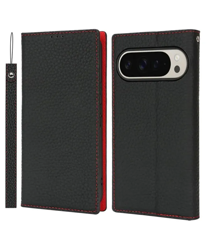 Housse Google Pixel 10 Pro / 10 cuir grainé avec lanière