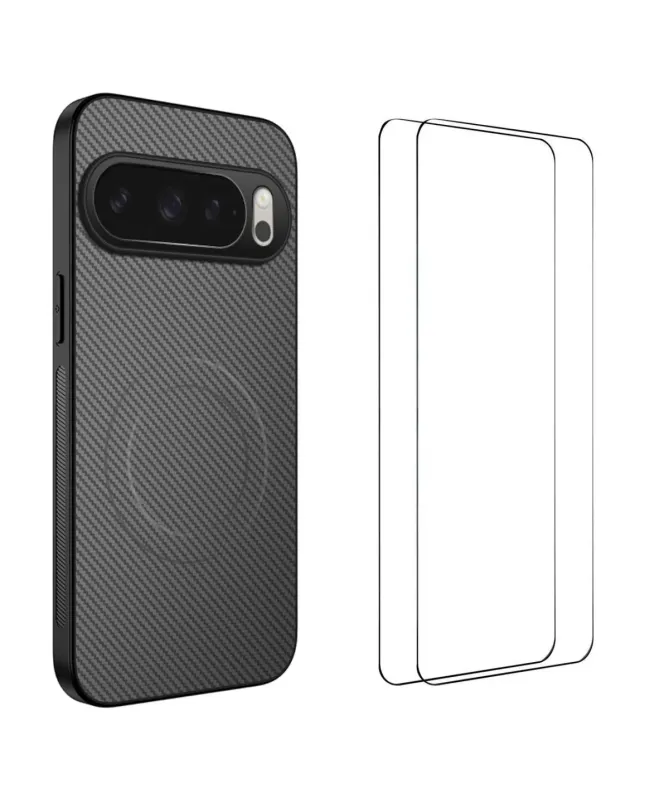 Coque Google Pixel 10 Carbone Magnétique avec 2 Verres Trempés